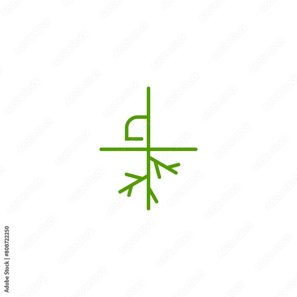 plant logo design in green color, line art model of plant plant logo design in green color, line art model of plant