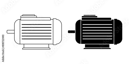 electric motor icon set isolated on white background