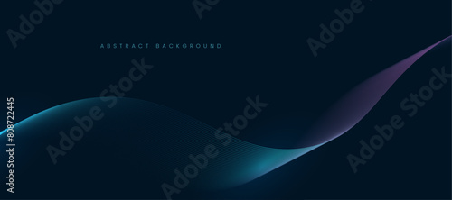 Dark abstract background with glowing wave lines.
