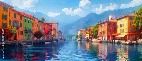 Lake Como, Stunning Italian Landscape with Alpine Backdrop, Luxurious Vacation Spot in Lombardy photo