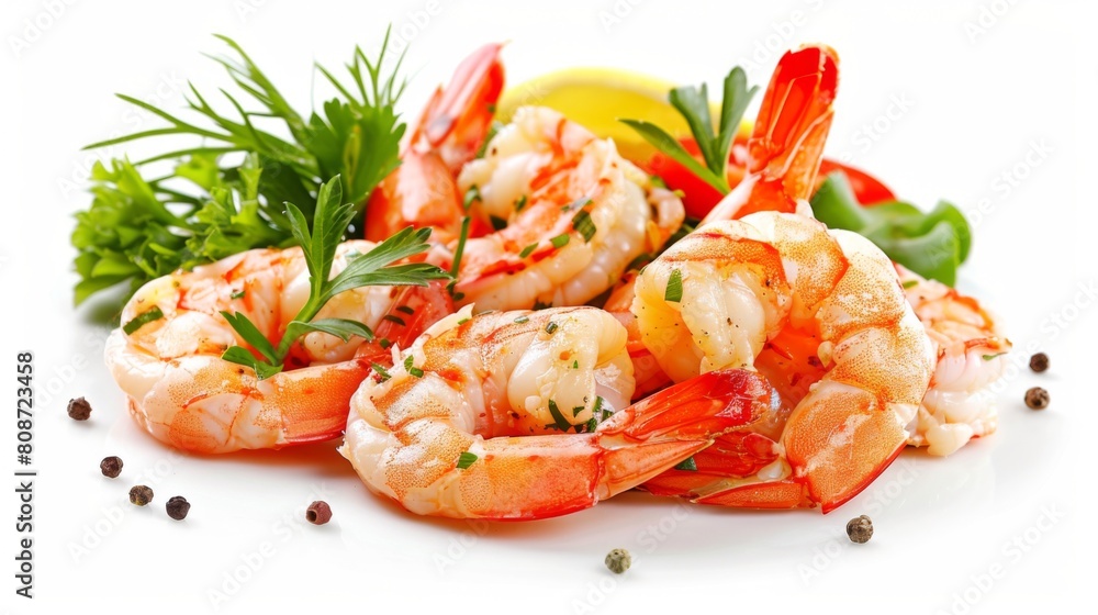 Die cut of fried shrimps or prawns with mix vegetable on white isolated. Die cut of fried shrimps or prawns with mix vegetable on white isolated.