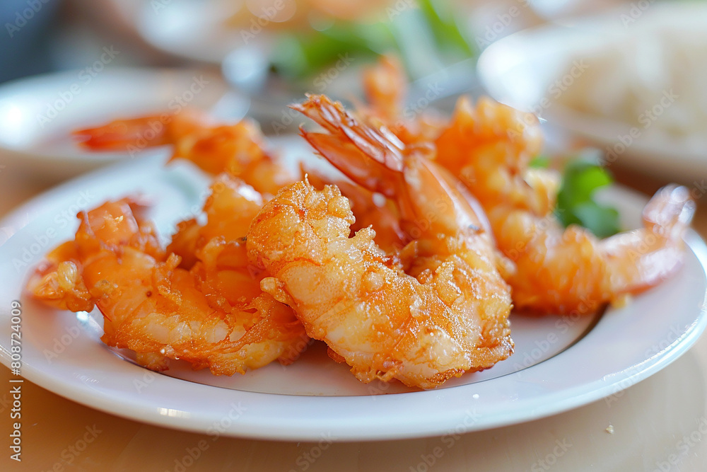 fried crispy prawn on a plate closeup shot generated by AI fried crispy prawn on a plate closeup shot generated by AI