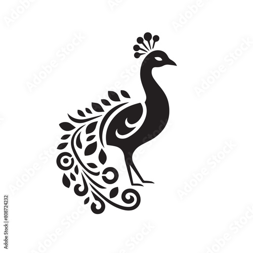 Vector peacock with silhouette style