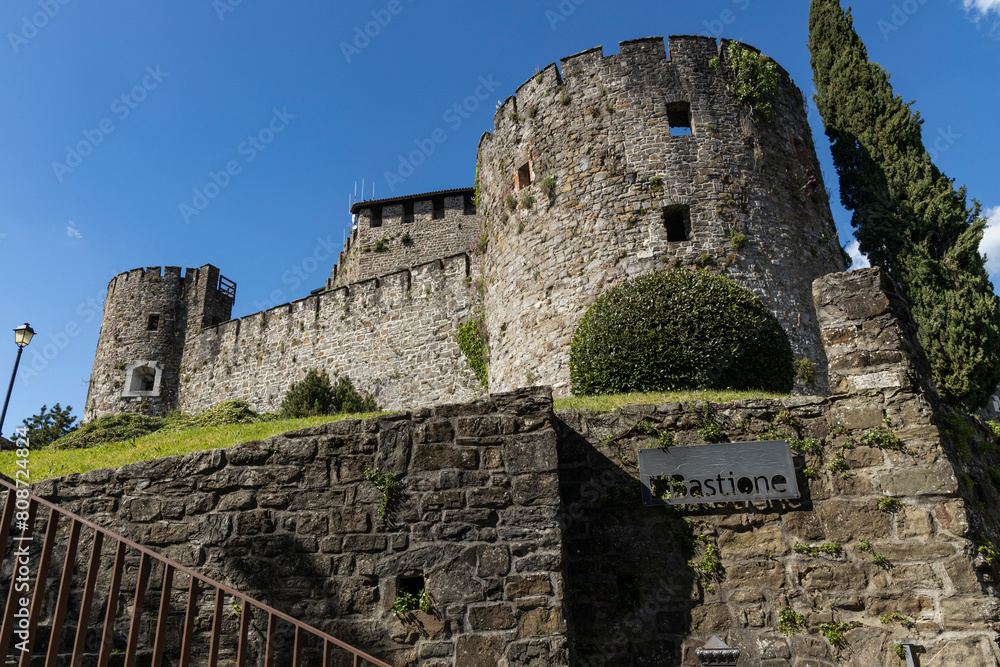 City of Gorizia, Castel on top the hill, wall and fortification, cannons. Panorama whole city. The beautiful streets and the castle behind them are a trace of history. Cultural Heritage Capital 2025. City of Gorizia, Castel on top the hill, wall and fortification, cannons. Panorama whole city. The beautiful streets and the castle behind them are a trace of history. Cultural Heritage Capital 2025.