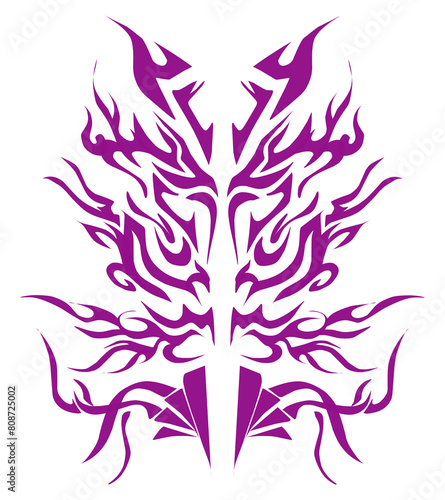Illustration of a tribal tattoo design in purple. Perfect for tattoos, stickers, poster elements, t-shirts, hats