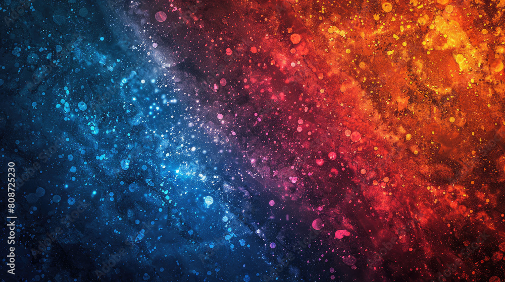 Vibrant orange, blue, red, and black gradient background with a grainy texture, showcasing abstract glowing colors against a dark backdrop with a noise texture effect