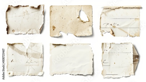 For mockup use, this collection of blank old stickers, labels, and price tags can be used. Isolated dirty, ripped, and half-peeled stickers have been added... photo