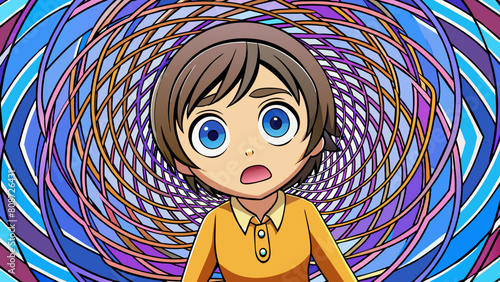Vertigo Experience Illustrated - swirling, colorful patterns  evoke sensation of dizziness, disorientation
