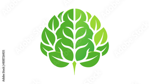 Leaf-Composed Brain Vector - symbolizes fusion of nature and intellect  eco-friendly thinking  mental growth  environmental consciousness
