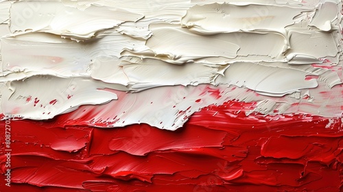 Red and white paint brush strokes. Abstract oil painting texture background
