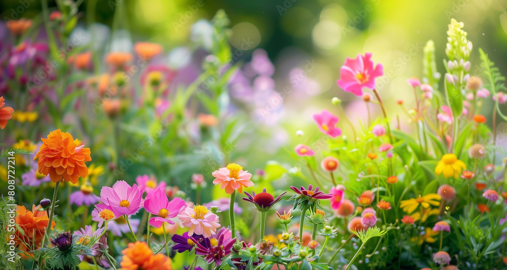 Beautiful garden with different flowers