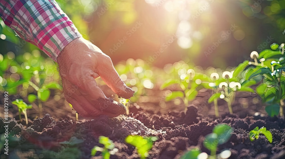 Reaching for Life: A Hand Emerges From the Earth to Touch a Tender Plant Reaching for Life: A Hand Emerges From the Earth to Touch a Tender Plant