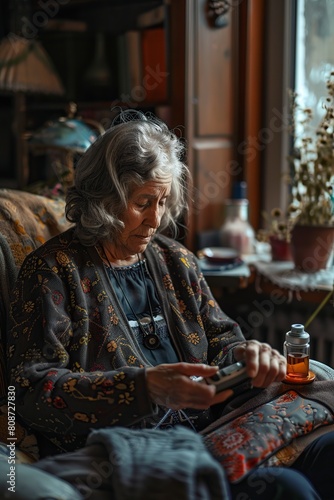 Wallpaper Mural Woman Checking Cell Phone at Table Torontodigital.ca