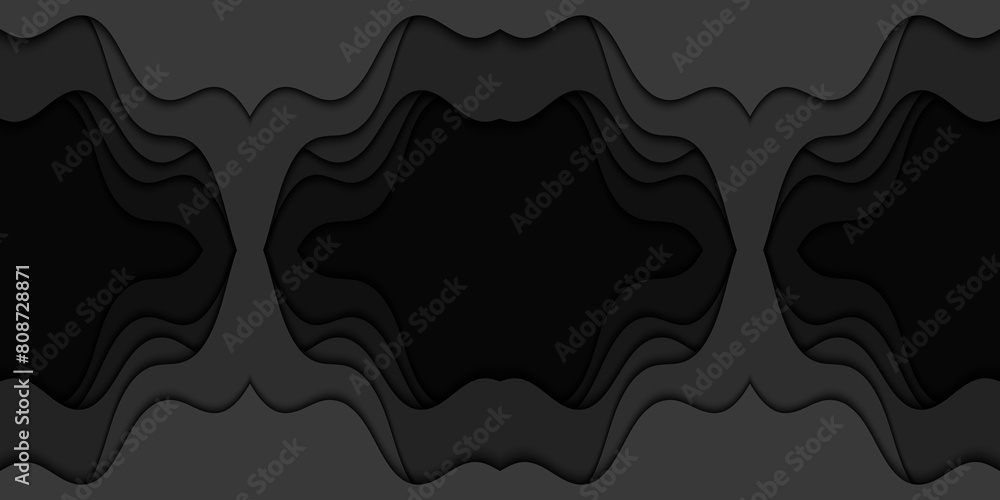 Modern web design banner and poster.Abstract illustration with black waves. Wavy dark background. Modern web design banner and poster.Abstract illustration with black waves. Wavy dark background.