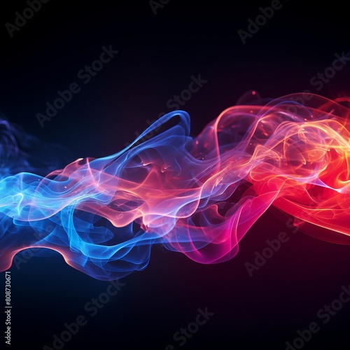 The image shows a blue and red smoke.