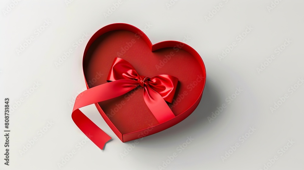 A red heart shaped gift box with a ribbon. A red heart shaped gift box with a ribbon.