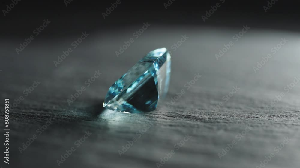 Polished blue gemstone rotates and sparkles Polished blue gemstone rotates and sparkles