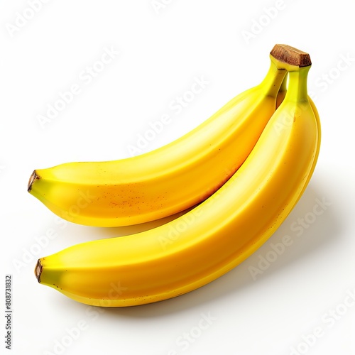 Two ripe yellow bananas isolated on white background.