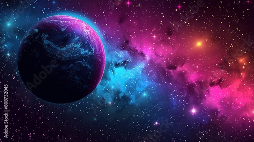 Planets and galaxy  science fiction wallpaper. Beauty of deep space. Earth and galaxy in space.