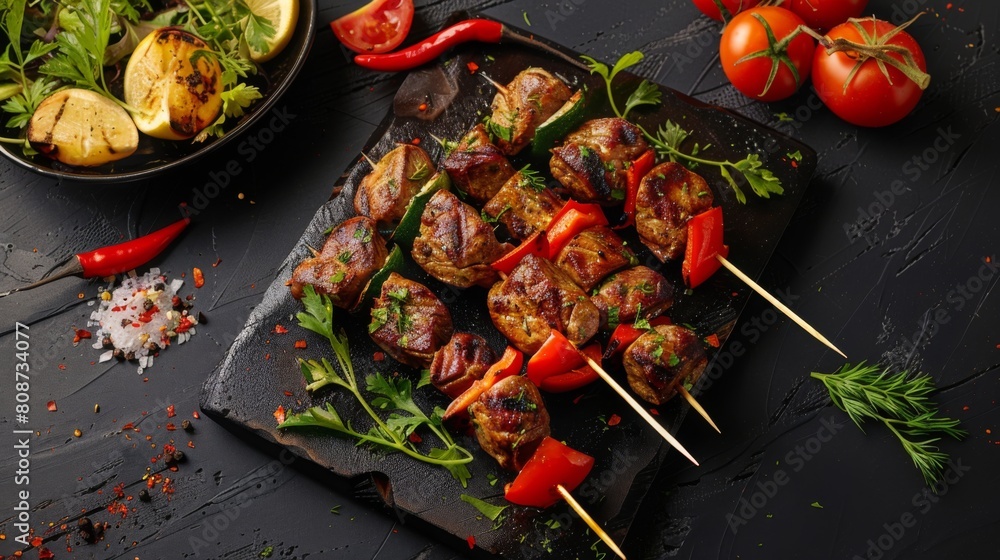 Kebabs - grilled meat and vegetables Kebabs - grilled meat and vegetables