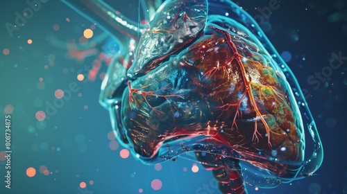 The liver of a human being, anatomy artwork, digital illustration.