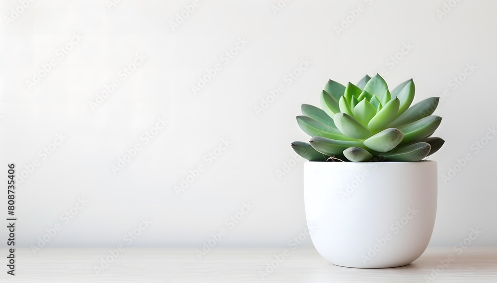 Succulent Plant in a White Pot Against a Minimalist Background Succulent Plant in a White Pot Against a Minimalist Background