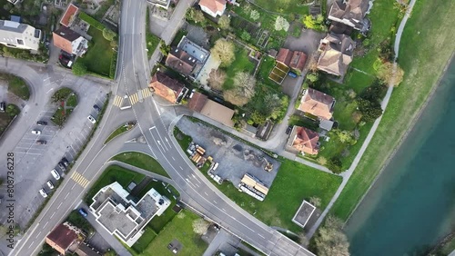 jip down view of the roads in Walensee Wessen Schweiz. Road Interchange.  photo