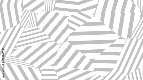 Black and white  lines. Abstract hypnotic animated background.Seamless loop video.Striped wallpaper.Animation of movement of chaotic stripes and straight segments.  photo