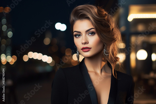 AI generated portrait of sexy girl fashion model woman with glamour makeup photo