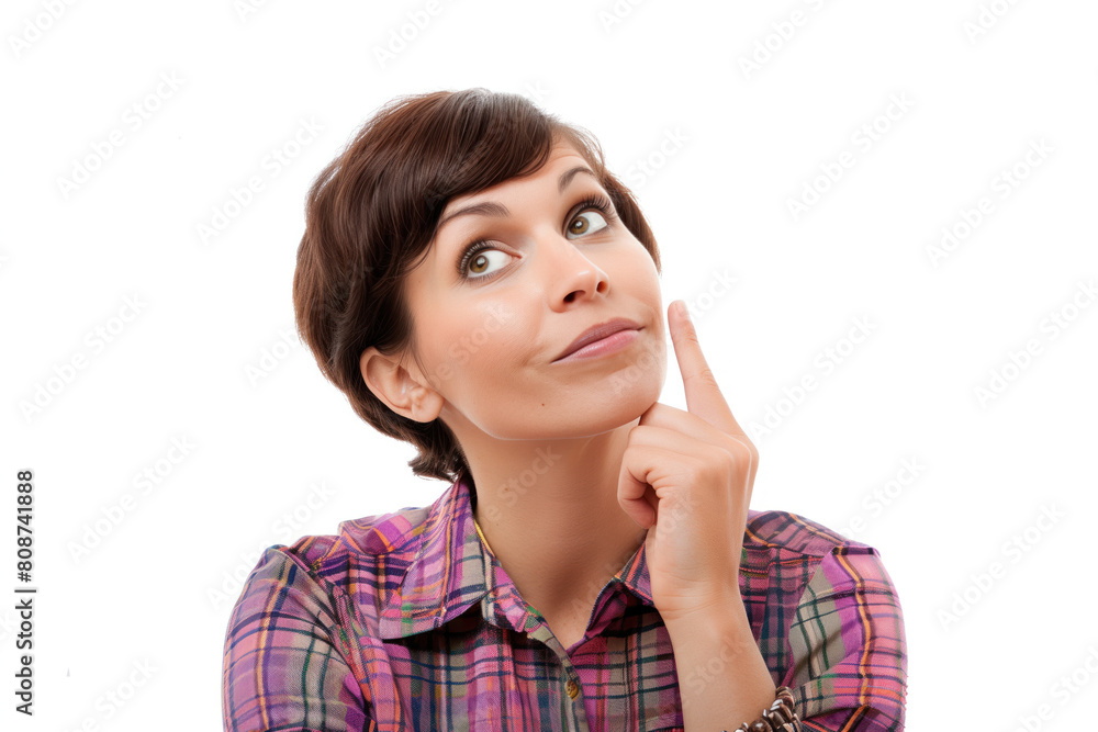 Beautiful Young Woman Thinking, Clear Background, Generative AI Beautiful Young Woman Thinking, Clear Background, Generative AI