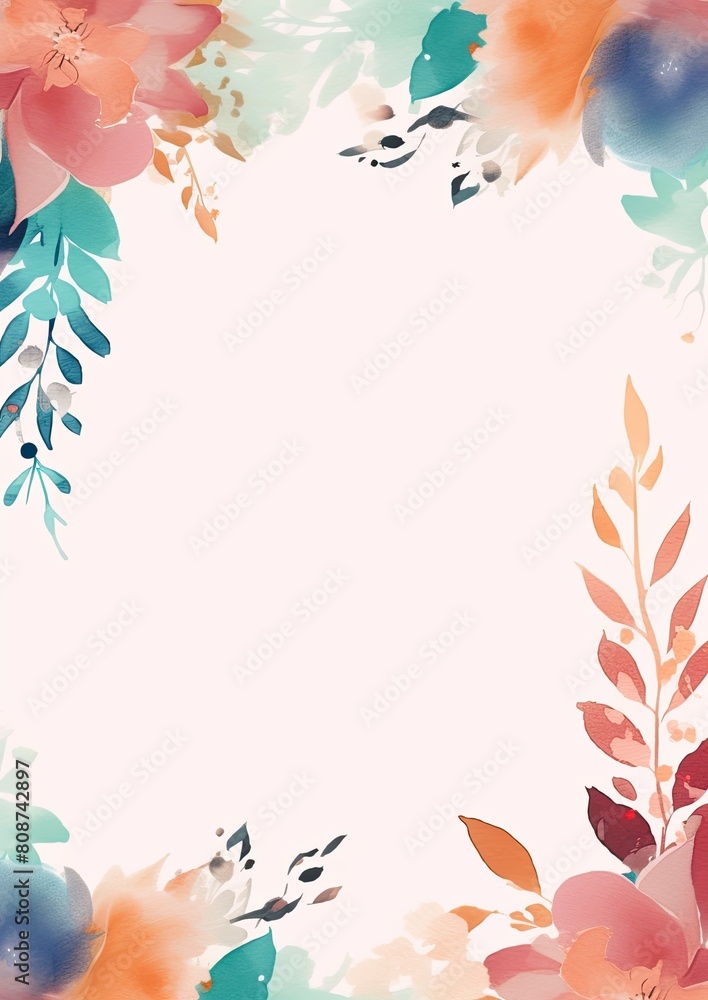 Card border: Floral Frame on White Background Card border: Floral Frame on White Background
