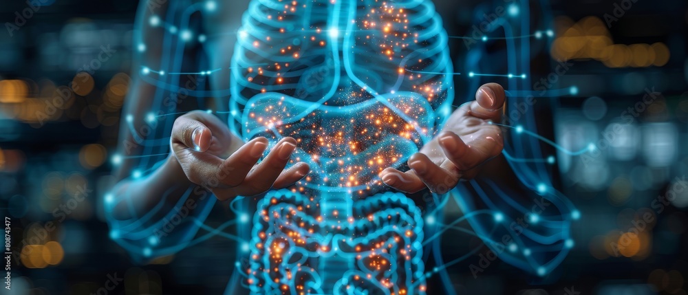 Fototapeta premium In insurance, growth concepts. Male hand holding plus icon, plus sign virtual and medical icon for healthcare, health and access to welfare.