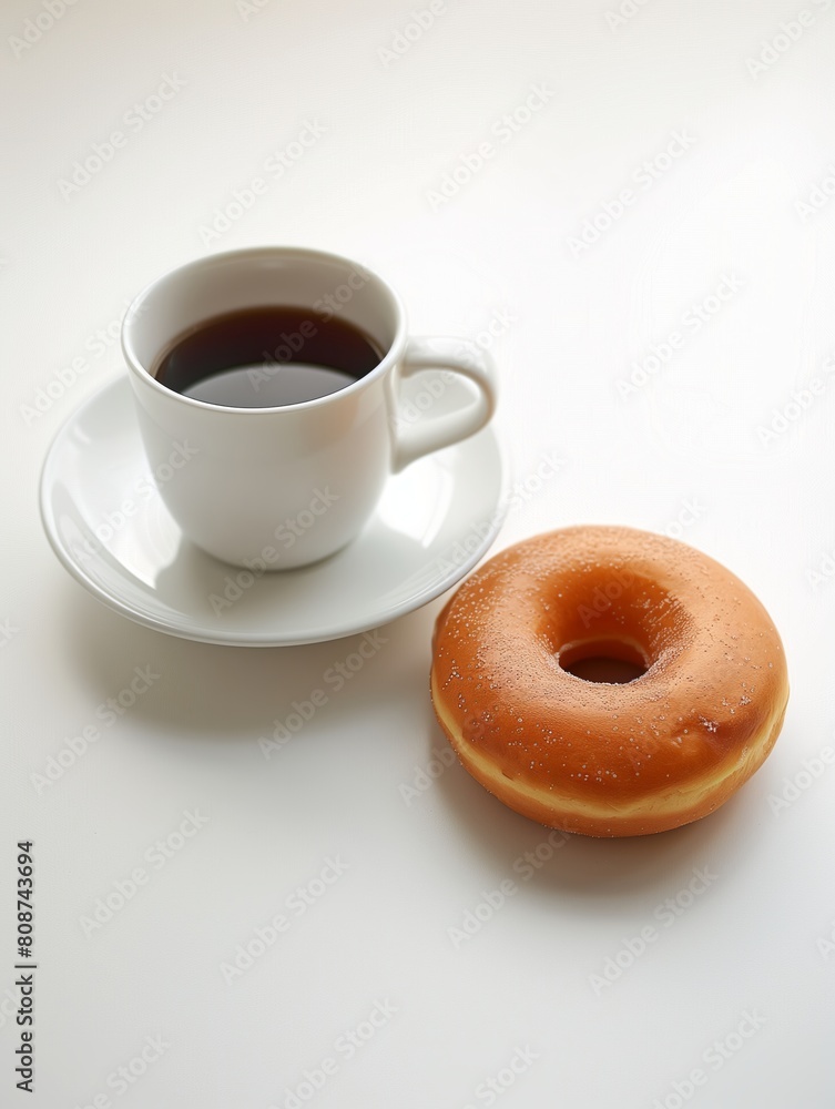 Cup of coffee and donut on a white background, classic version. National Donut Day Cup of coffee and donut on a white background, classic version. National Donut Day
