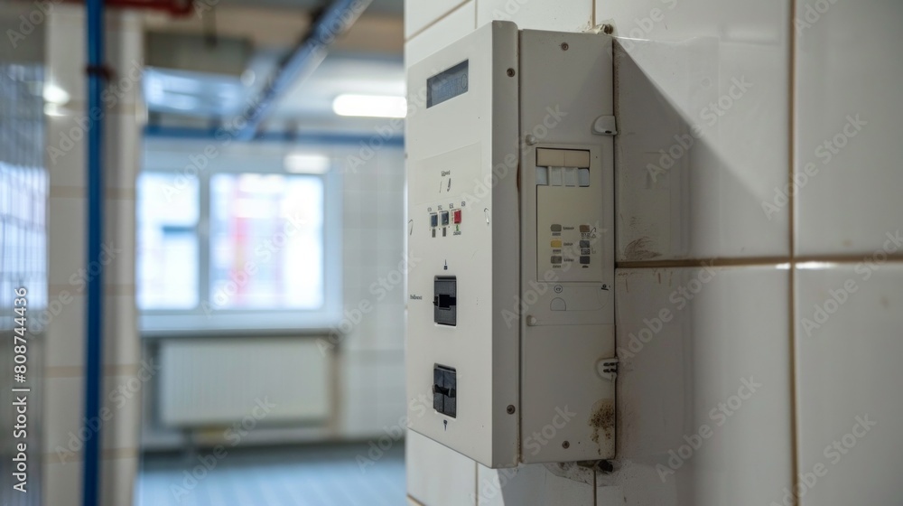White electric fusebox on a wall White electric fusebox on a wall