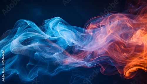 Blue Red Smoke Swirls Abstract Art