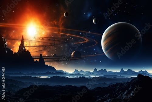 space, a view of the planets against the background of the dark space of the universe © soleg
