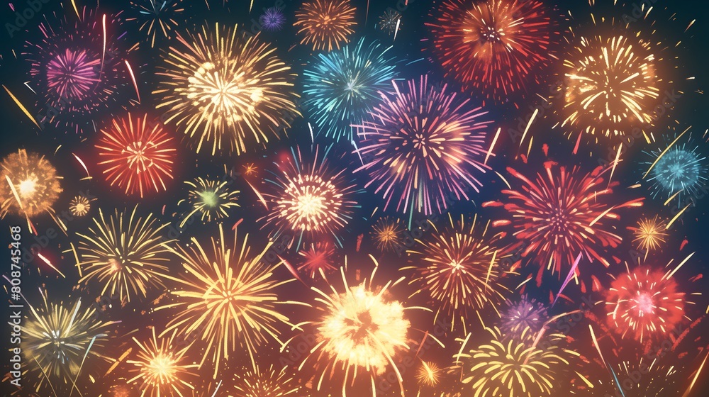 Japanese Summer Festival Fireworks Anime Style Poster Wallpaper Japanese Summer Festival Fireworks Anime Style Poster Wallpaper