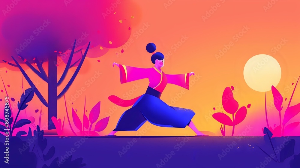 Joyful Tai Chi Practice in Nature's Tranquility Joyful Tai Chi Practice in Nature's Tranquility