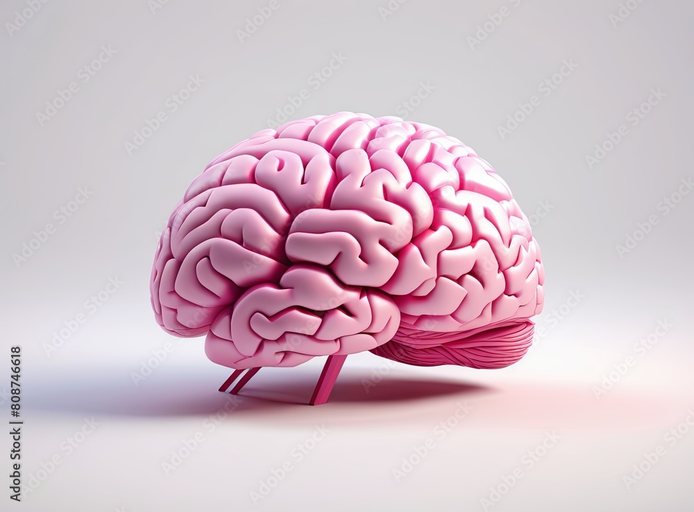 Pink brain in 3d style on a light background
Pink brain in 3d style on a light background