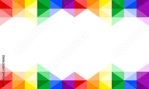 Abstract pride month background with rainbow prism bars, geometric shape border, rainbow flag theme, modern stye