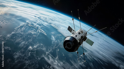 Wallpaper Mural Within the void of space, a telecommunication satellite hovers like a silent sentinel, its sleek form a stark contrast to the infinite darkness as it serves as a lifeline of commun Torontodigital.ca