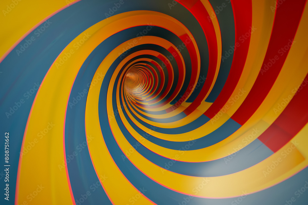 A mesmerizing view down a brightly colored spiral tunnel, creating an illusion of infinite depth. A mesmerizing view down a brightly colored spiral tunnel, creating an illusion of infinite depth.