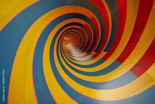 A mesmerizing view down a brightly colored spiral tunnel  creating an illusion of infinite depth.