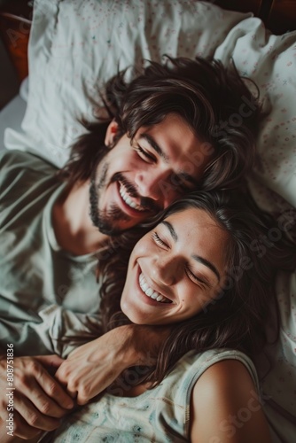 Middle-Aged Hispanic Couple Smiling Together