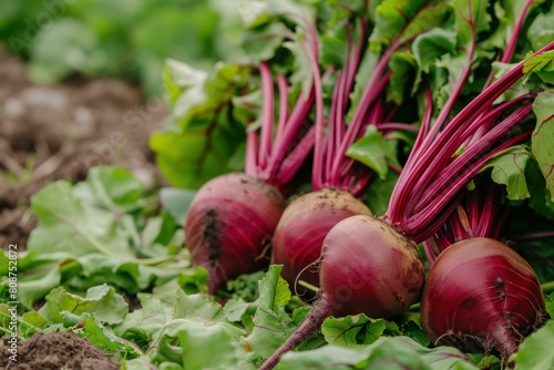 Beetroot organic harvest green. Raw plant. Generate Ai