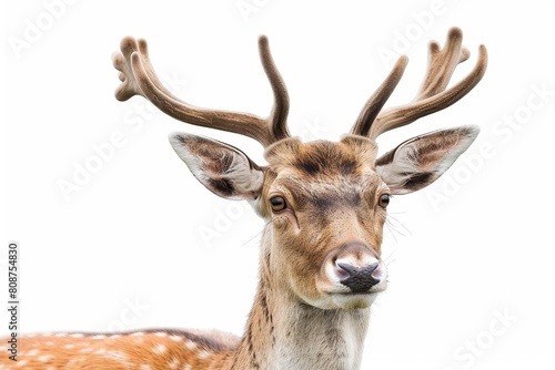 closeup of deer head with horns isolated on white wildlife cutout photo © Lucija