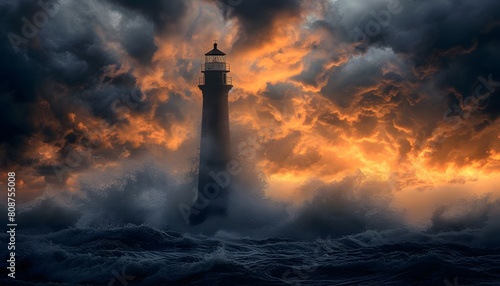 Lighthouse Amidst Stormy Seas
