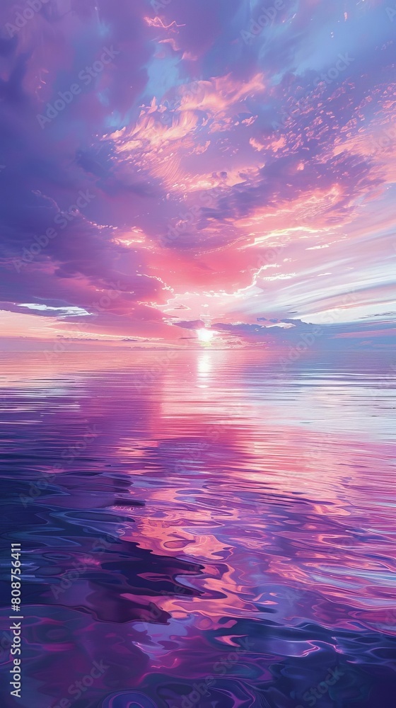 Obraz premium A beautiful sunset over a calm sea