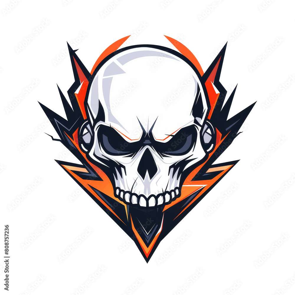 Stylized skull emblem with sharp accents Stylized skull emblem with sharp accents