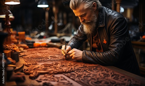 Man With Beard Creating Artwork